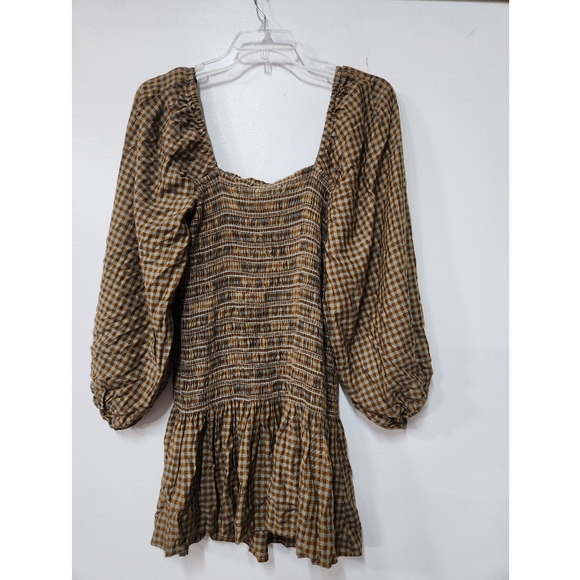 UO Francis Smocked Long Sleeve Mini Dress size M - Picture 4 of 7